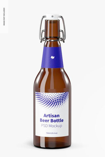 Free Artisan Beer Bottle Mockup Psd