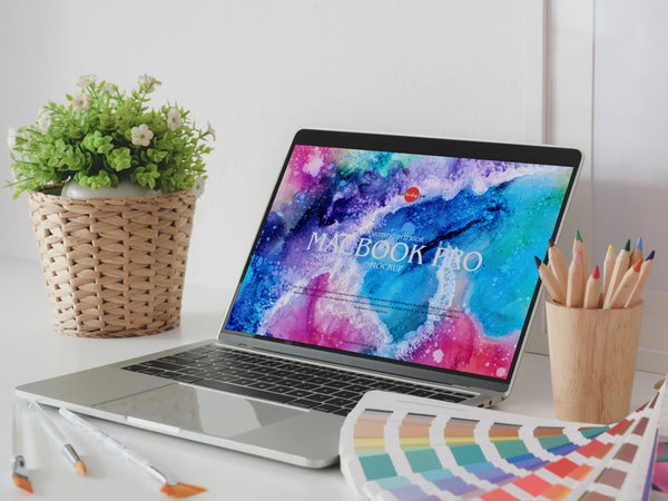 Free Artistic Interior Macbook Pro Mockup