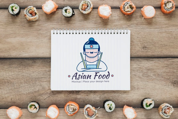 Free Asian Food Mock-Up With Sushi Psd