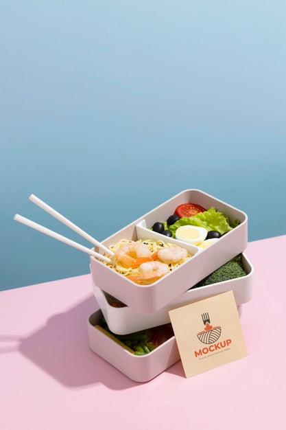 Free Assortment Of Bento Box With Mock-Up Card Psd – DreamBundles