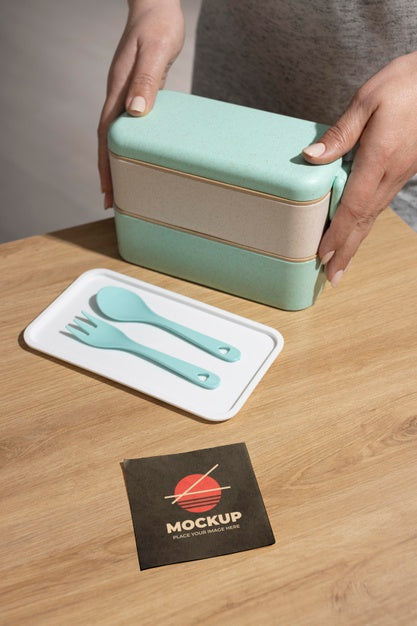Free Assortment Of Bento Box With Mock-Up Card Psd