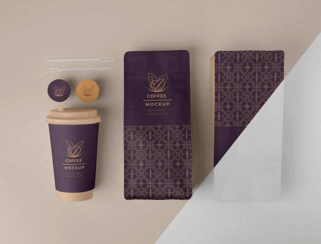 Free Assortment Of Coffee Shop Elements Mock-Up Psd