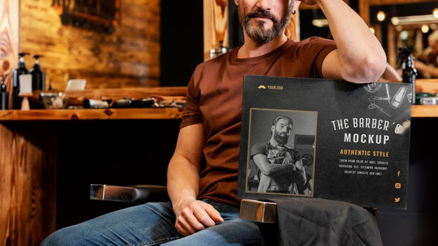 Free Assortment With Barber Shop Element Mock-Up Psd