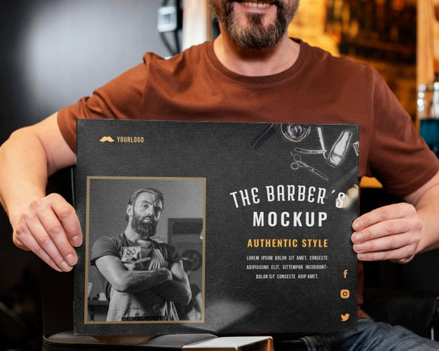 Free Assortment With Barber Shop Element Mock-Up Psd