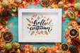 Free Autumn Mockup With Frame Psd