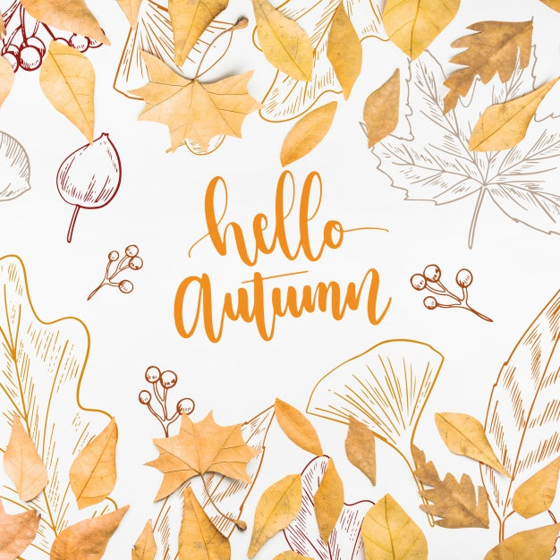 Free Autumn Mockup With Leaves Psd