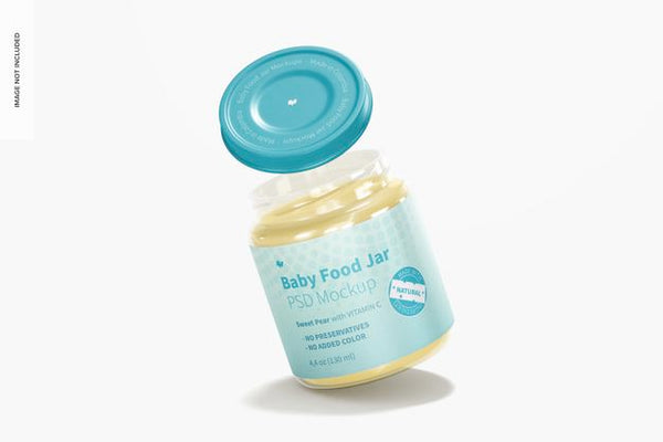 Free Baby Food Jar Mockup, Falling Psd