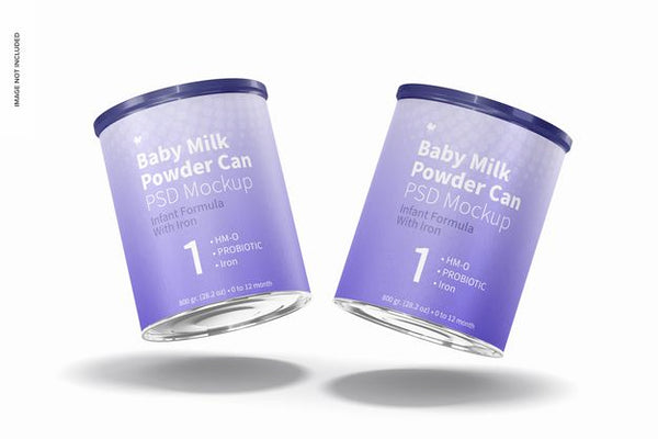 Free Baby Milk Powder Can Mockup, Falling Psd