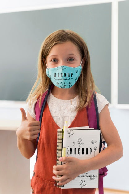 Free Back To School And Covid Concept Mock-Up Psd