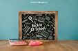 Free Back To School Composition With Leaning Slate Psd