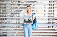 Free Back To School Concept With Girl Presenting Laptop Psd