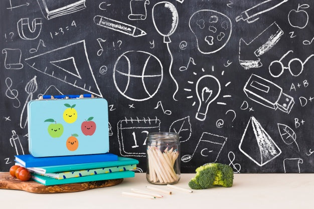 Free Back To School Mockup With Chalk On Blackboard Psd