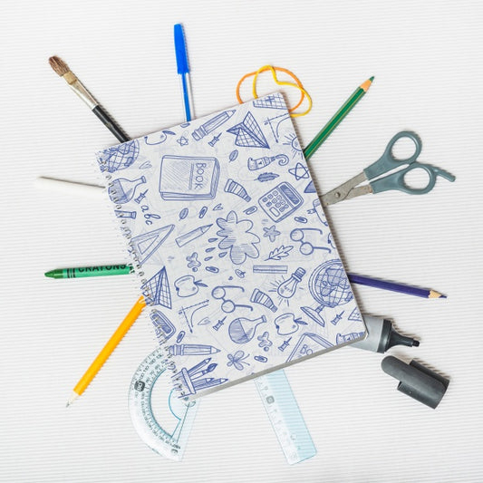 Free Back To School Mockup With Notebook Cover Psd