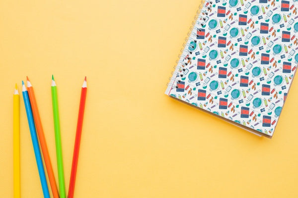 Free Back To School Mockup With Notebook Cover Psd