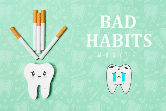 Free Bad Habits Toothache With Mock-Up Psd