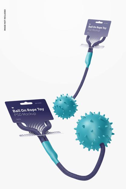 Free Balls On Rope Toy Blister Mockup, Floating Psd