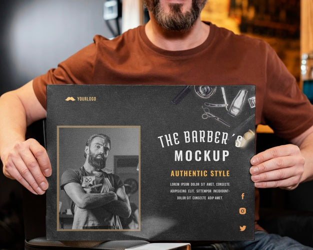 Free Barber Shop Mock-Up Assortment Psd