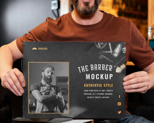 Free Barber Shop Mock-Up Assortment Psd