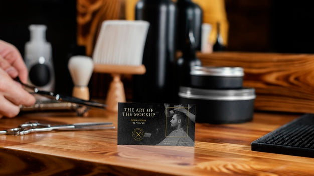 Free Barber Shop Mock-Up Assortment Psd