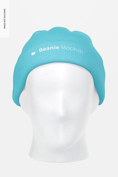 Free Beanie With Head Mockup, Front View Psd