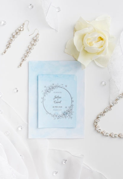 Free Beautiful Arrangement Of Wedding Elements With Card Mock-Up Psd