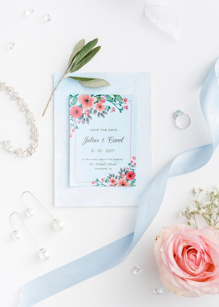 Free Beautiful Arrangement Of Wedding Elements With Invitation Mock-Up Psd