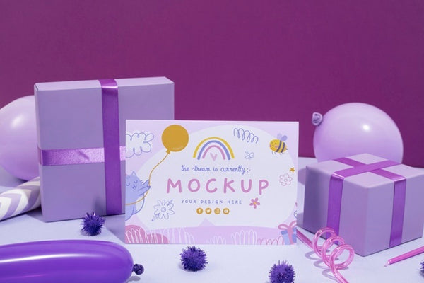 Free Beautiful Birthday Invitation Mockup With Gify Boxes Psd