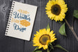 Free Beautiful Notebook Cover Mockup With Floral Decoration Psd