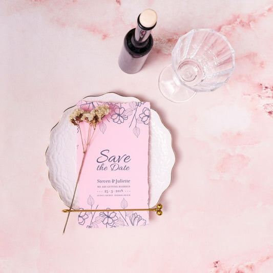 Free Beautiful Save The Date Card Mockup Psd