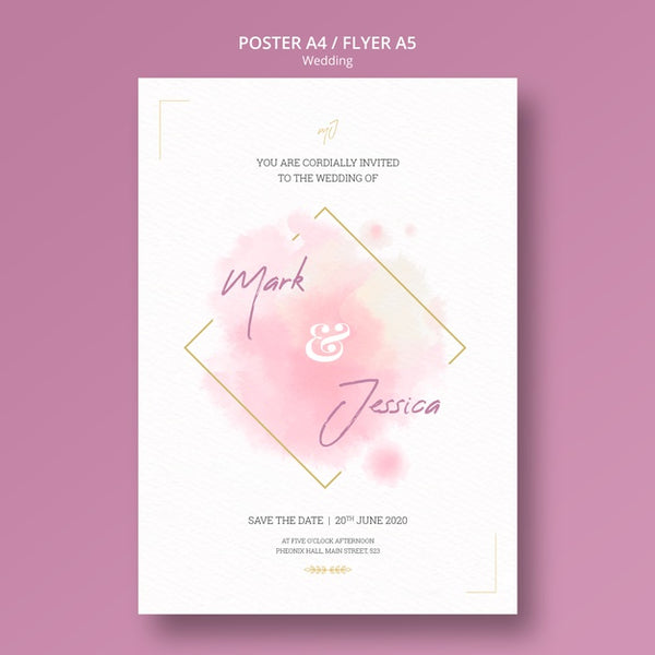 Free Beautiful Wedding Poster Mock-Up Psd