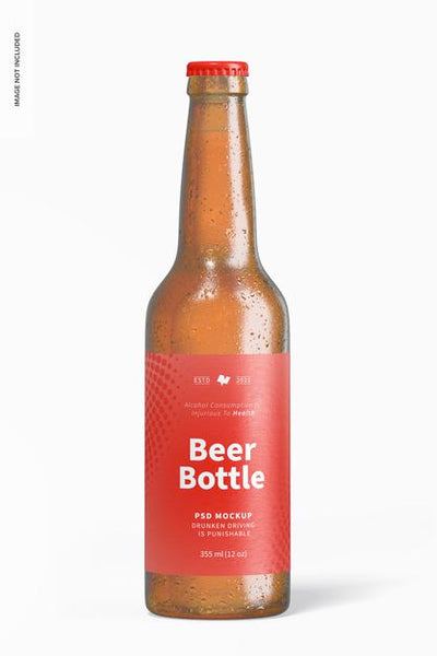 Free Beer Bottle Mockup, Front View Psd