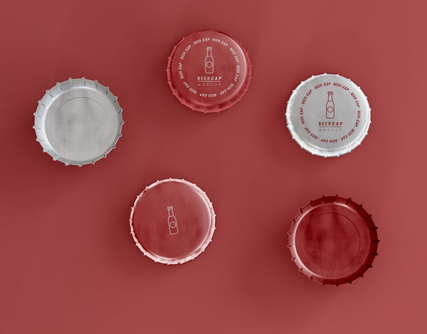 Free Beer Caps Mockup Psd