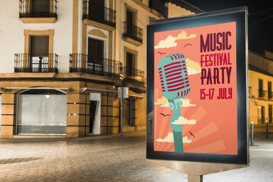 Free Billboard Mockup In City At Night Psd
