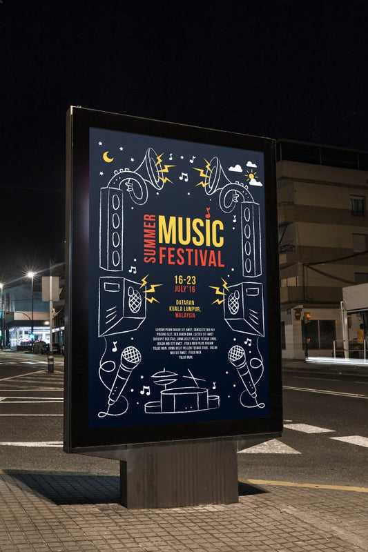Free Billboard Mockup In City At Night Psd