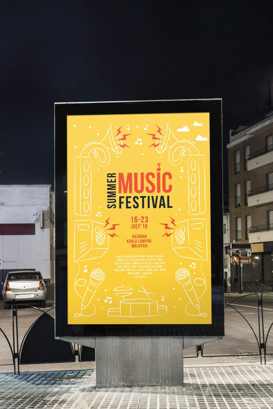 Free Billboard Mockup In City At Night Psd