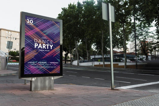 Free Billboard Mockup In Urban Landscape Psd