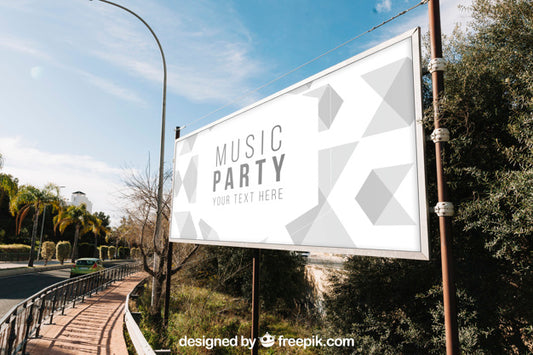 Free Billboard Mockup Next To Road Psd
