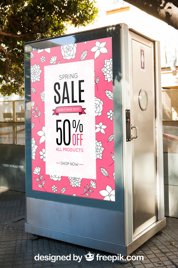 Free Billboard Mockup On Toilet Psd