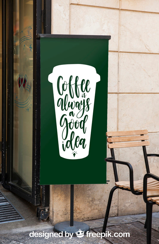 Free Billboard Mockup With Coffee Concept Psd