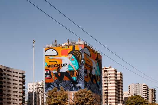 Free Billboard Mockup Wrapped Around Building Psd