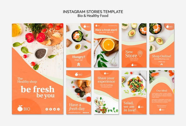 Free Bio & Healthy Food Concept Instagram Stries Template Psd
