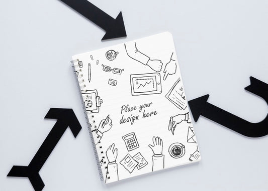 Free Black Arrows And Notebook With Doodles Psd
