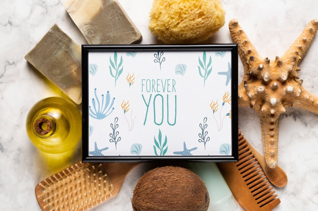 Free Black Frame Surrounded By Bathroom Decorations Psd