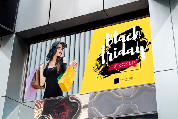 Free Black Friday Billboard On Building Psd