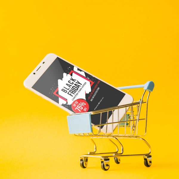 Free Black Friday Mockup With Smartphone Psd
