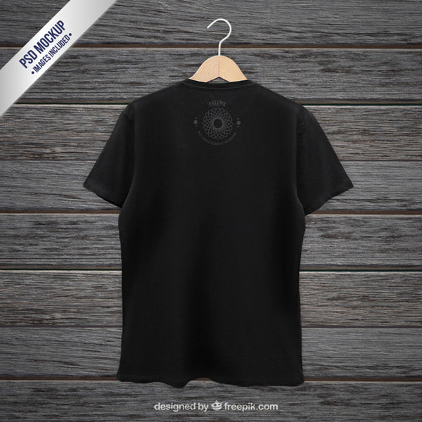 Free Black T-Shirt Back Mockup Psd