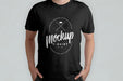 Free Black T-Shirt Model Front View Mockup Psd
