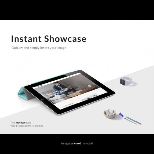 Free Black Tablet On White Table Mock Up Psd