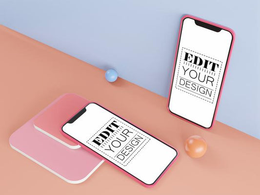 Free Blank Screen Smart Phone Computer Mockup On Modern Background Psd