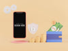 Free Blank Screen Smart Phone Mockup With Bank Security Concept Psd